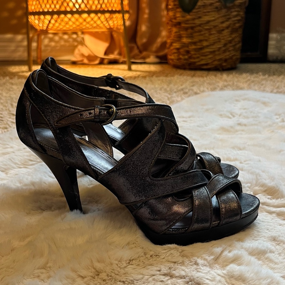 Coach Aenya Strap Sandal - Pewter Metallic SZ 8.5
